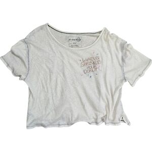 We The Free Cream Tee with Embroidered Text Whatever Sprinkles Your Donut